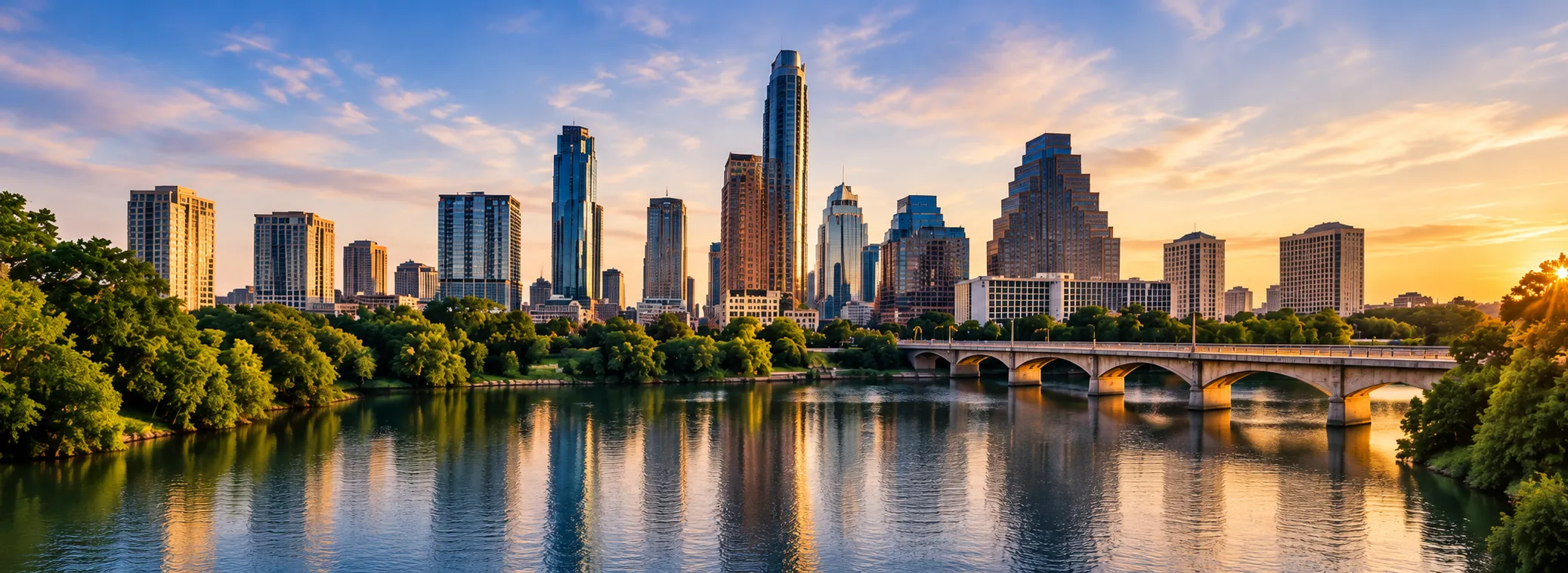 Austin, Texas skyline at golden hour